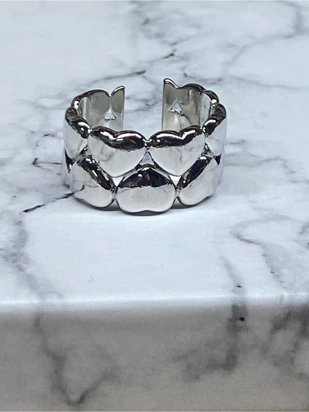 Sterling Silver Heart Link Open Band Ring - Women's Jewelry